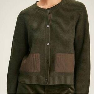 J. Society Army Green Knit Cardigan by with Front Pockets